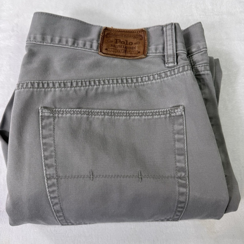 Polo Ralph‎ Lauren Pants Mens 35x30 Grey Classic Chino Flat Front Preppy Vintage
